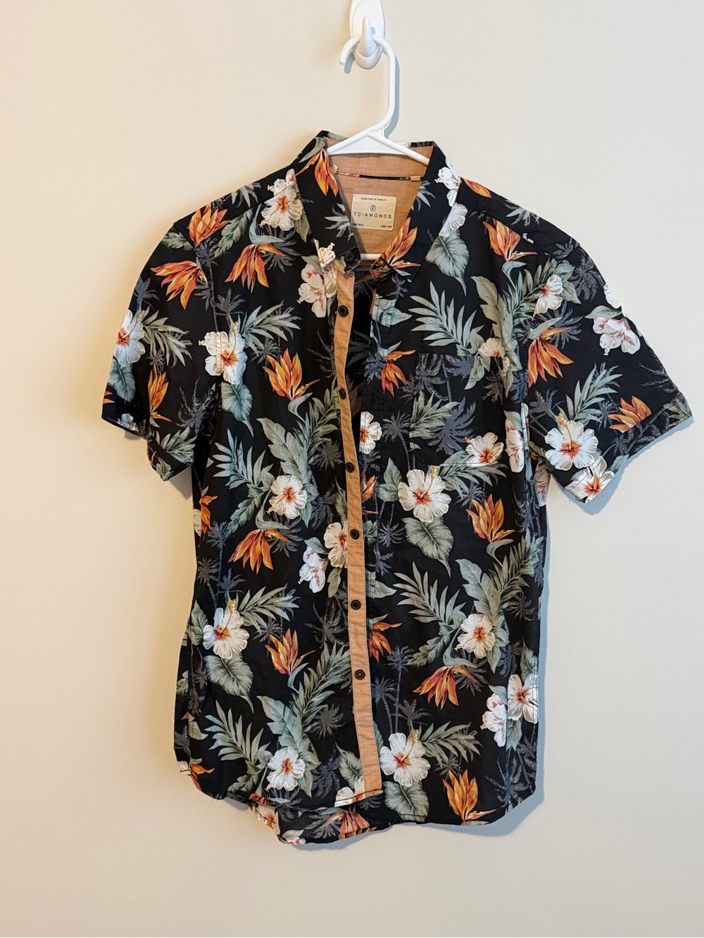 7 Diamonds Hawaiian Aloha Shirt Tropical Print Size Medium